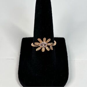 18k rose gold-plated flower ring